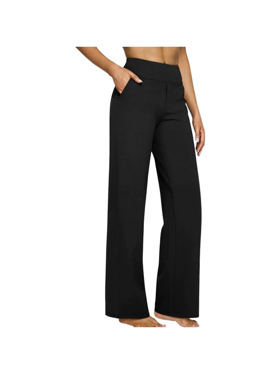 Hot Sales Under $25 Womens Pants Petite Wide Leg Pants for Women Flowy Palazzo Drawstring Elastic Waist with Pockets Summer Beach Vacation