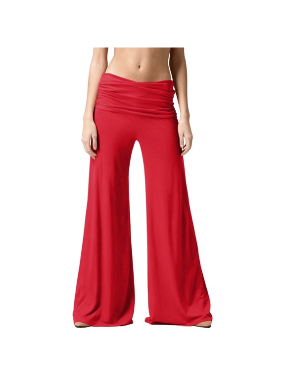 Under $30 Wide Leg Pants Woman Wide Leg Pants Woman Flowy Palazzo Drawstring Elastic Waist Trousers with Pockets Beach Vacation for Women