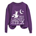 thumbnail image 1 of Certgust Usa Sweatshirt Women Under $10 Womens Drive A Stick Halloween Witch Print Casual Sweatshirt with Fun Graphic Design, 1 of 4