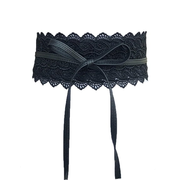 Certgust Hot Sales Under $1 Waist Belt for Women Fashion Lace Wide Waist Cincher â Stretchy Fashion Belt with Tie Front for Dresses, Tops, And Skirts â Feminine Accessory