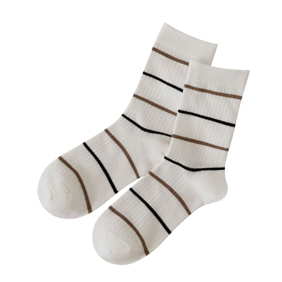 Certgust Hot Sales Under $1 White Crew Socks Women Breathable Slouch Socks for Women Spring Summer Floral Print Trendy Simple Pack Casual Socks Nude Neutral Womens Socks