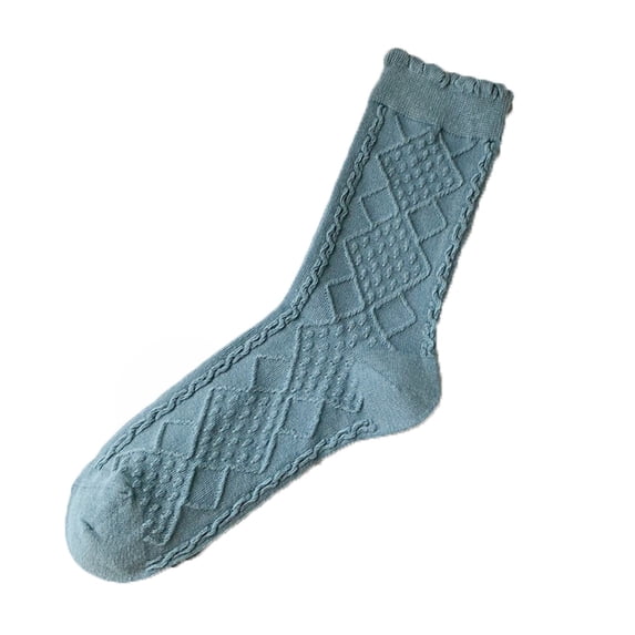 Certgust White Crew Socks Women Under $10 Socks for Women Womens Socks Crew Socks Cotton Socks Color Raised Diamond Pattern Textured Knit Socks for Women Casual Daily