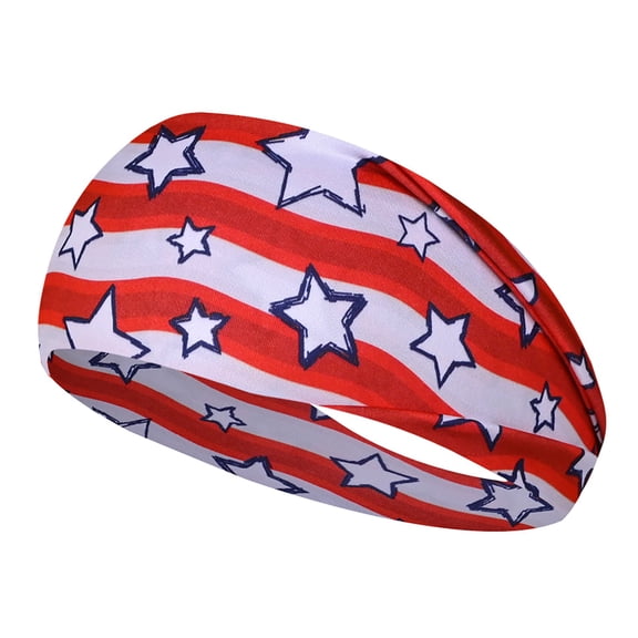 Certgust Wide Head Scarf for Women Sports Wicking Elastic Headband for Independence Day Head Wraps for Women