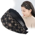 thumbnail image 1 of Certgust Wide Headbands for Women Headbands Breathable Wide Side Lace Head Cover Headband for Women Black, 1 of 3