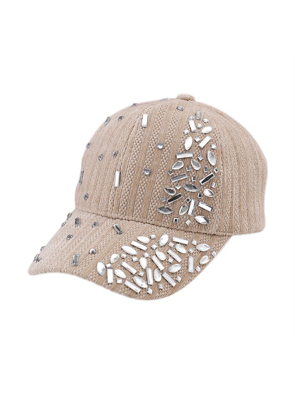 Women Baseball Cap Fashion Rhinestone Denim Baseball Cap Studded Bling Hat for Women
