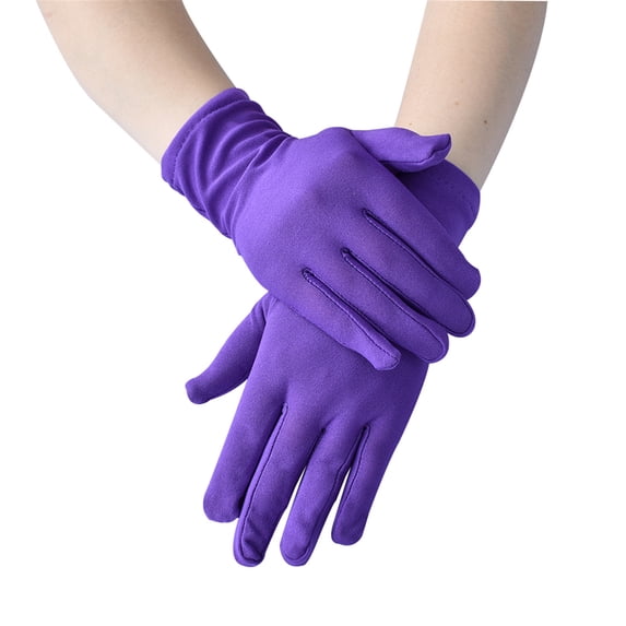 Certgust Women Lace Arm Sleeves Gloves for Women Fashion Solid Color Short Stretch Ceremonial Dance Gloves Lace Gloves for Women Purple