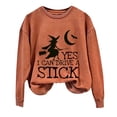 thumbnail image 1 of Certgust Women Sweatshirt Under $10 Womens Drive A Stick Halloween Witch Print Casual Sweatshirt with Fun Graphic Design, 1 of 4