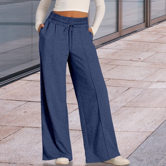 Certgust Hot Sales Women's Pants Palazzo Pants for Women Elastic Waist Wide Leg Sweatpants Casual Comfort Trousers