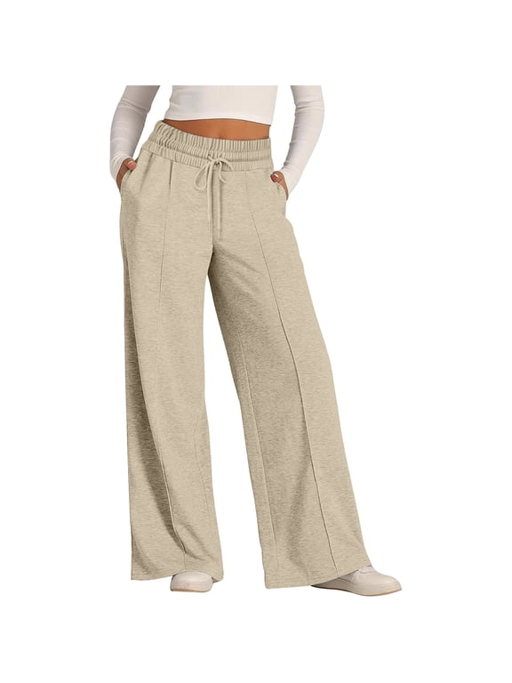 Hot Sales Women's Pants Palazzo Pants for Women Elastic Waist Wide Leg Sweatpants Casual Comfort Trousers