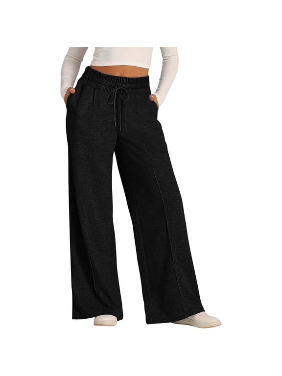 Hot Sales Women's Pants Palazzo Pants for Women Elastic Waist Wide Leg Sweatpants Casual Comfort Trousers
