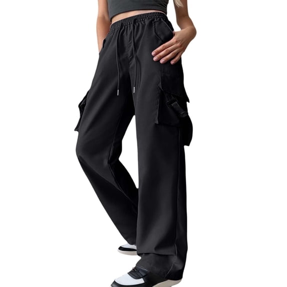 Certgust Hot Sales Women's Pants Under $20 Women's Palazzo Pants Wide Leg High Waisted Flowy Drawstring Elastic Waist with Pockets for Vacation Beach
