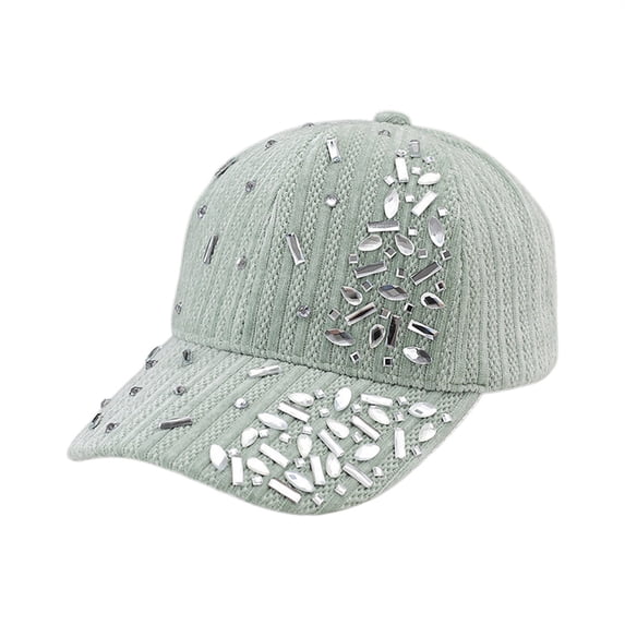 Certgust Womens Baseball Cap Fashion Rhinestone Denim Baseball Cap Studded Bling Hat for Women
