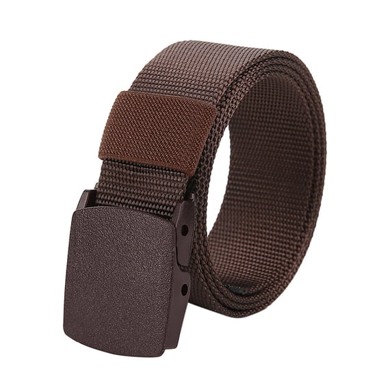 Certgust Womens Belt Under $5 Belts for Women Nylon Waist Long Check Buckle Canvas Belt Dress Belt Coffee