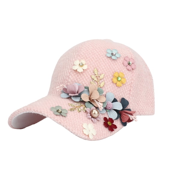 Certgust Womens Hats Baseball Caps Womens Baseball Cap Empty Top Sun Hat Summer Peaked Knitted Flower Sunscreen Black Baseball Cap Beach Hats for Women Red