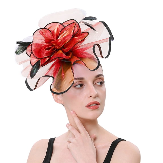 Certgust Hot Sales Womens Headbands Fashion Under$10 Fascinators Hat Flower Mesh Ribbons On A Headband and A Clip Tea Party Headwear for Girls and Women