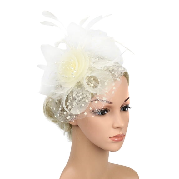 Certgust Hot Sales Womens Headbands Fashion Under$10 Womens Fascinators Hats Tea Party Hats for Women,Pearl Veil Headband for Wedding Cocktail Dresses Accessories