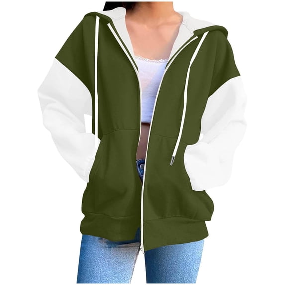 Certgust Zip Up Hoodie Women Oversized Zip Up Sweatshirt with Hood and Pockets Long Sleeve Casual Fall Jacket