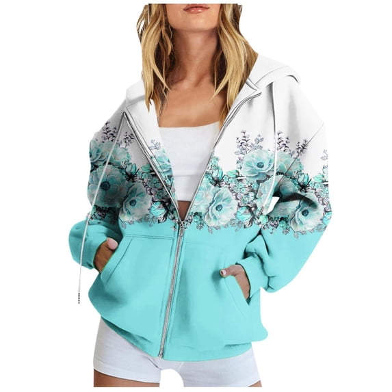 Certgust Zip Up Hoodie Womens Oversized Hoodie Zip Up Long Sleeve Sweatshirt Casual Fall Jacket Top with Pockets
