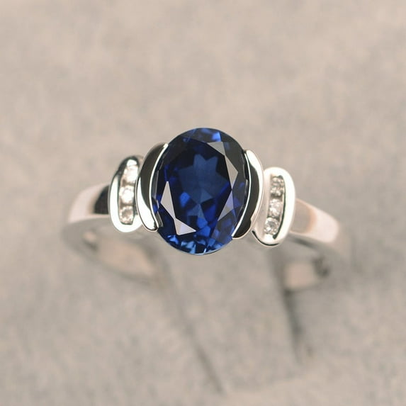 Certifed Sapphire ring Oval cut blue gemstone September birthstone ring sterling silver engagement ring for women Wedding Gift Promise gift Ring