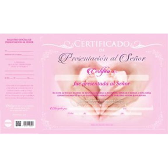 Certificado De Presentacion, Rosado 20 Pack (Dedication Certificate, Pink)