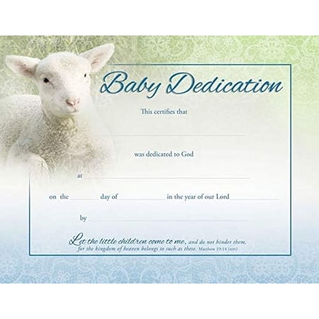 Certificate - Baby Dedication (Full Color Coated Stock - 8 1/2 x 11) (Pack of 6)