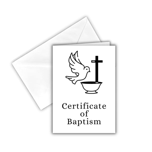 Certificate of Baptism NIV Dove with Cross Folded Cardstock Card 10pk with Envelopes 4.6x7.15 Church Member Certificate Christening Greenery Baby Dedication