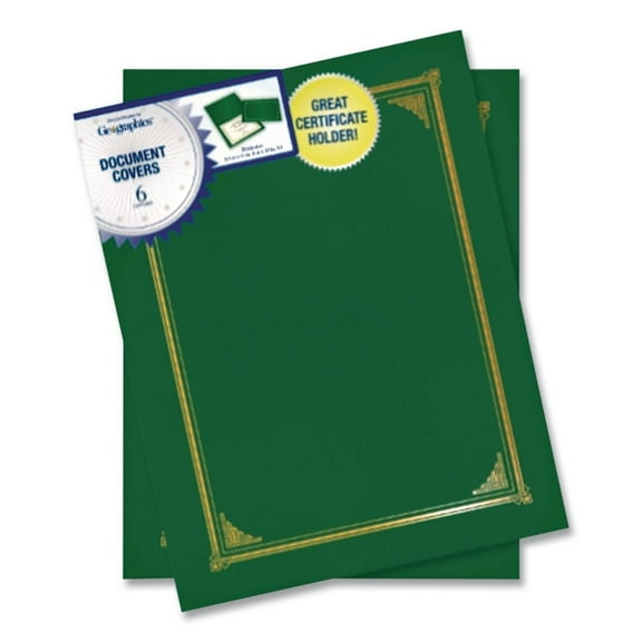 Geographics 47399 12.5 in. x 9.75 in. Certificate/Document Cover - Green (6/Pack)