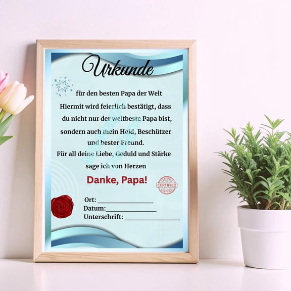 Certificate For Dad – Idea For Father'S Day Or Birthday – Izable Pdf To Poster – Or Loving Recognition, Unframed Poster Size 24x36