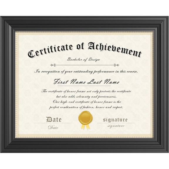 Certificate Frame, 8.5 by 11 Diploma Frames, With Real Glass, Black | Black Backboard for Display 8.5 x 11 Certificates, Degrees, Documents Frame for Wall or Tabletop