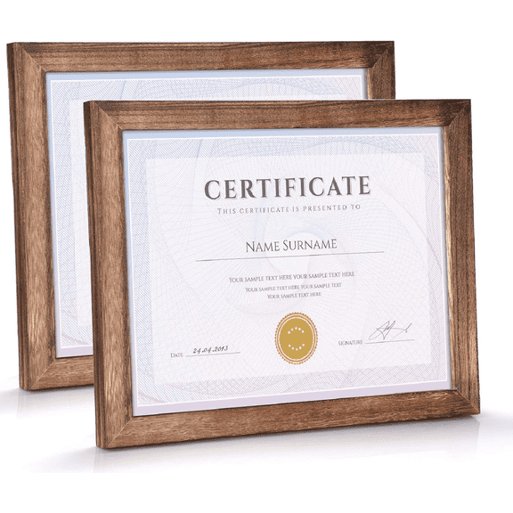 Certificate Frames 8.5 x 11 Picture Frames Diploma Frame with Stand Rustic Wood Document Frame with High Definition Glass for Wall or Tabletop Display,2 pack