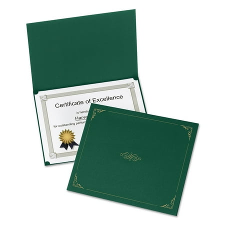 Oxford 29900605BGD 11.25 x 8.75 Certificate Holder - Green (5/Pack)