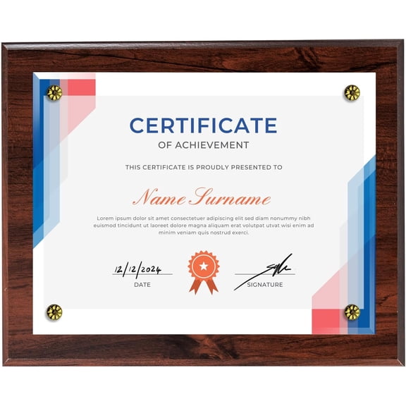 Certificate Holder Award Plaque - Certificate Holder - 3 Colors- Certificate Display (Walnut)