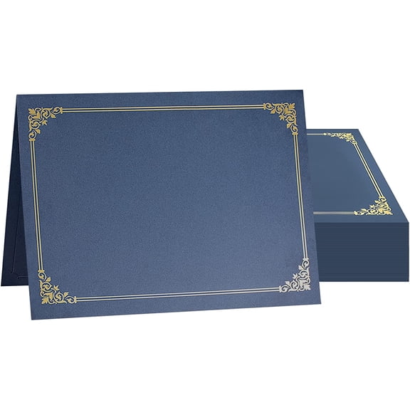 Certificate Holders(Navy Blue, 50 Packs), Diploma Covers Gold Foil Border, for Letter Size 8.5x11 Certificates, Cardstock, Document Papers