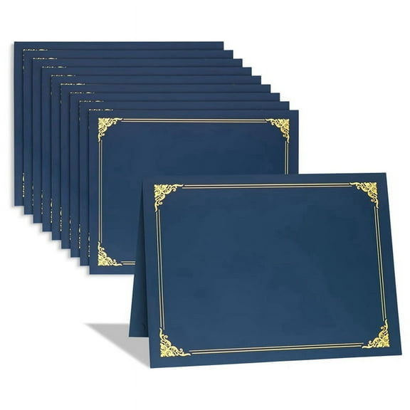 Certificate Holders with Gold Foil Border for Letters, 10 Piece, Blue, 8.5x11 inches