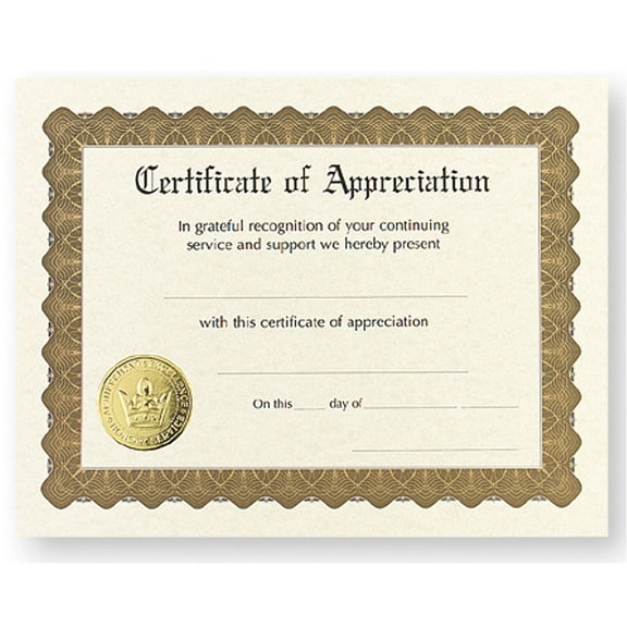 Certificate Of Appreciation - With Fill-In-The-Blank Lines - 8 1/2in. x 11in. - 6/Pack - 2 Packs (total of 12 Certificates) (930000)