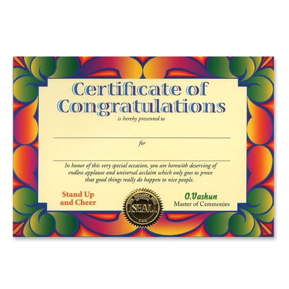 Certificate Of Congratulations (Pack of 6)