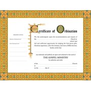 Certificate-Ordination-Minister 4 Color 8-1/2 X 11 Pack Of 6