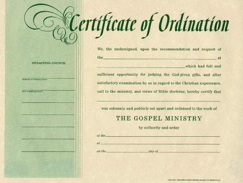 B&H PUBLISHING GROUP Certificate-Ordination-Minister (Package of 6)
