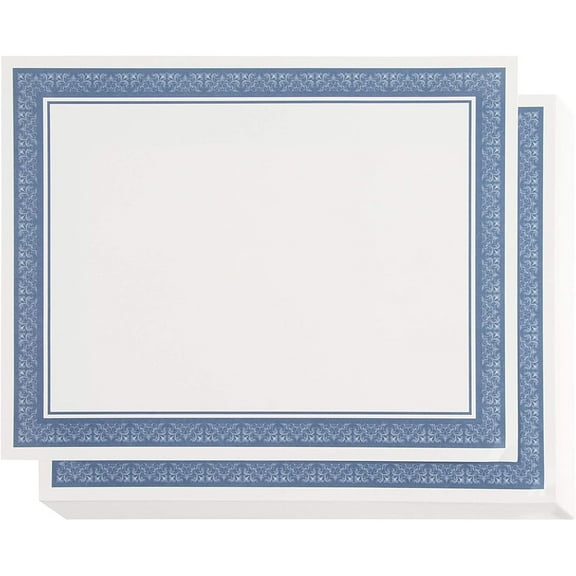 Certificate Paper with Blue Border, Award Certificates (White, 8.5 x 11 in, 50-Pack)