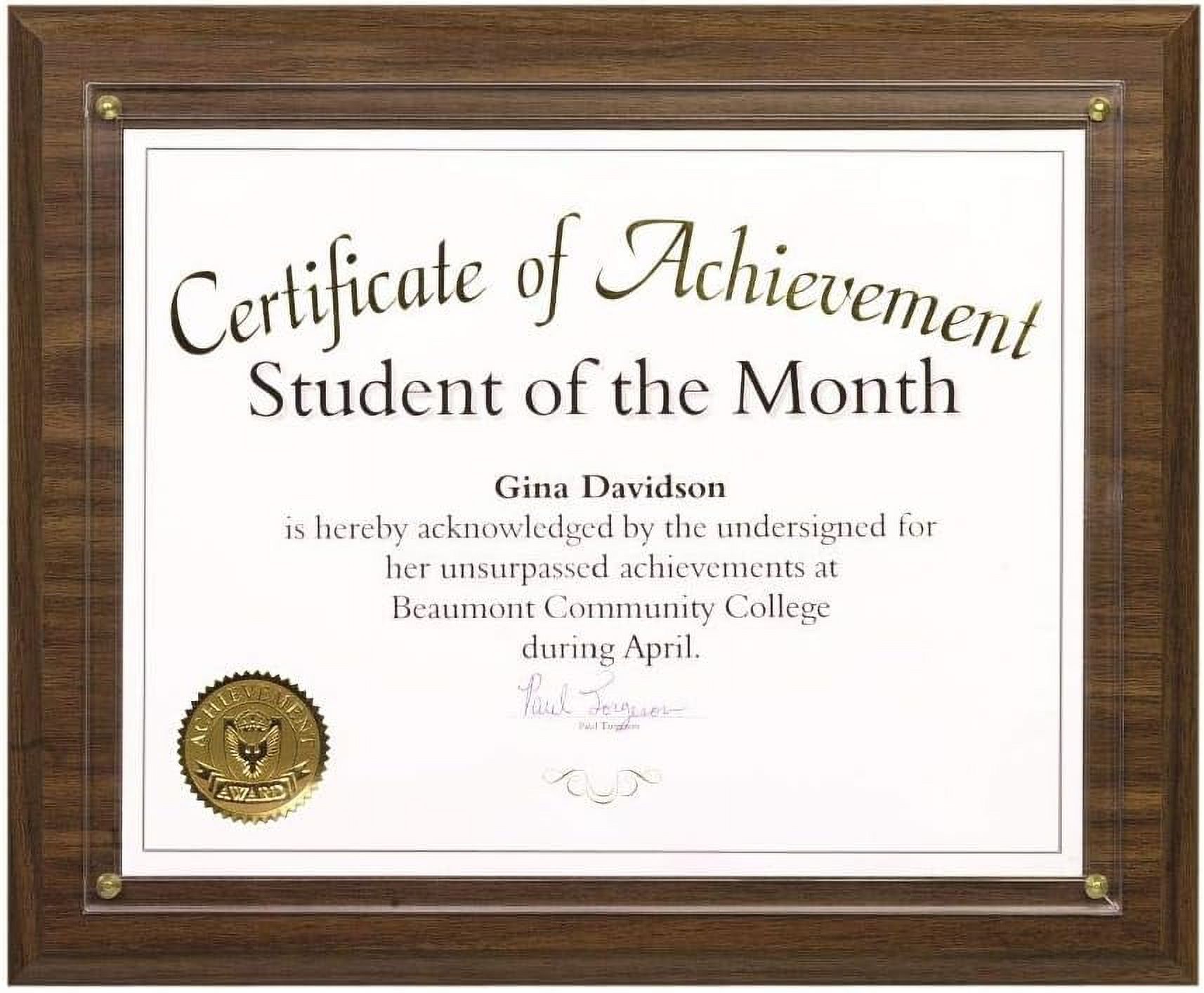 Certificate Plaque (for 8.5 x 11 certificates) Walnut Wood Finish