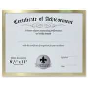 Certificate-size Brushed-Gold Aluminum 11x8one-half inch frame by Lawrence - 8.5x11