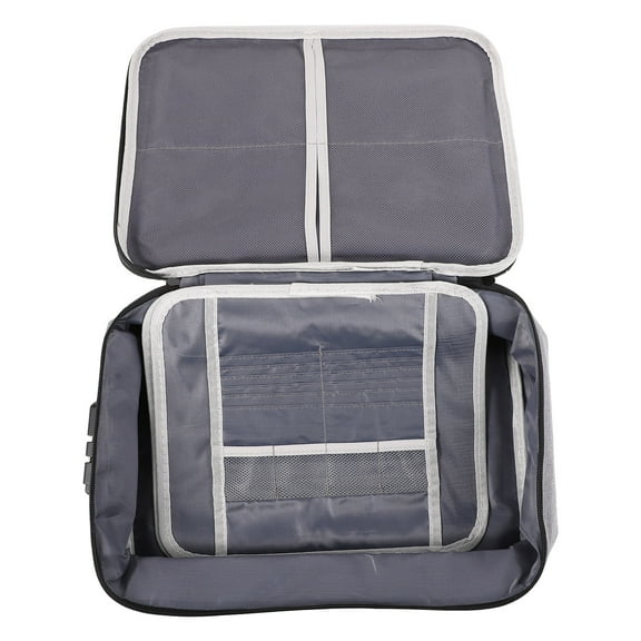 Certificates Bag Waterproof Storage Tote ID Storage Bag Storage Bags with Lock Oxford Cloth Travel Grey 37X27X10CM