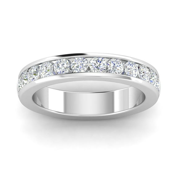 Certified 1.00 Carat TW Diamond Channel Set Wedding Band in 14k White Gold (G-H, I1)