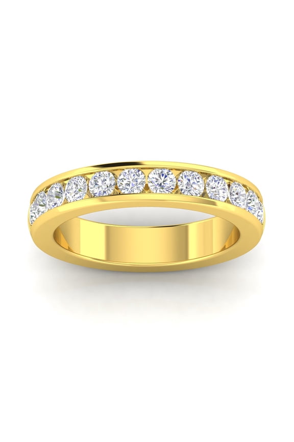 Certified 1.00 Carat TW Diamond Channel Set Wedding Band in 14k Yellow Gold (G-H, I1)