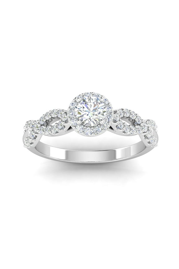 Certified 1.00 Carat TW Round Diamond Infinity Engagement Ring in 14k White Gold (G-H, I1