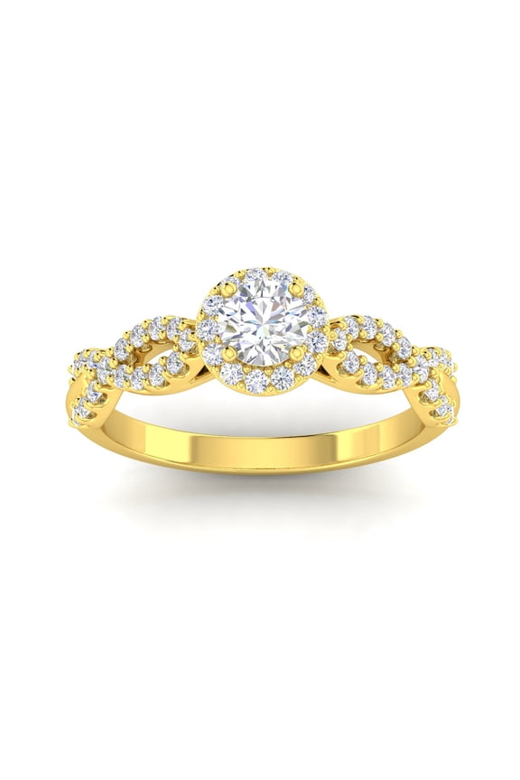 Certified 1.00 Carat TW Round Diamond Infinity Engagement Ring in 14k Yellow Gold (G-H, I1)