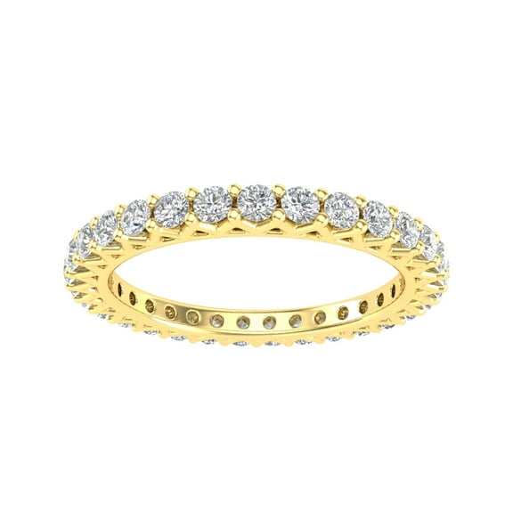 Certified 1.00 Carat TW Women's Natural Diamond Eternity Rings in 10k Yellow Gold (F Color, SI2 Clarity)