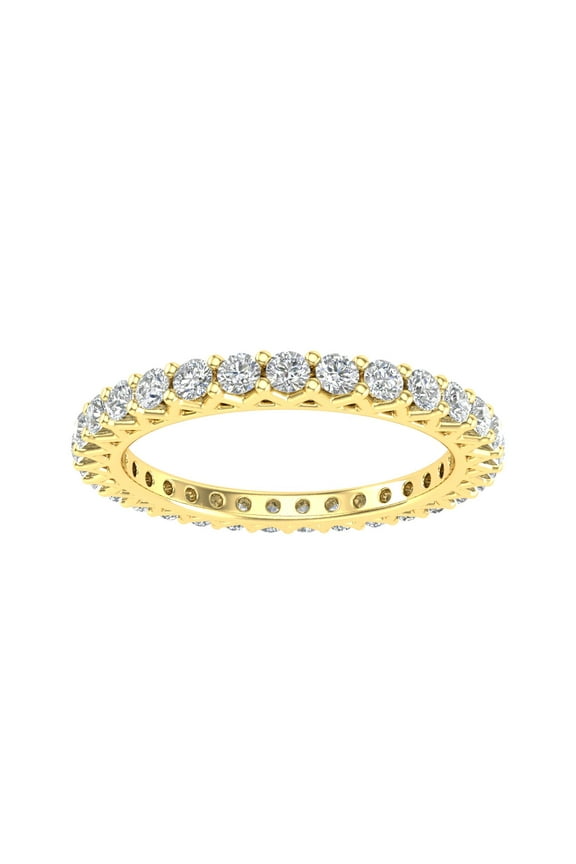 Certified 1.00 Carat TW Women's Natural Diamond Eternity Rings in 10k Yellow Gold (F Color, SI2 Clarity)