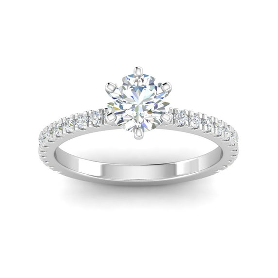 Certified 1.25 Carat TW Round Natural Diamond Engagement Rings in 14k White Gold