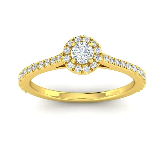 Certified 1/2ctw Diamond Halo Engagement Ring in 10k Yellow Gold (G-H, I2, 1/2ctw)